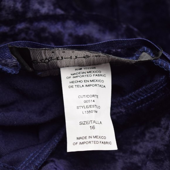 Vintage Connected Apparel Crushed Velour Dress Women 16 Purple Modest Keyhole - Picture 10 of 10